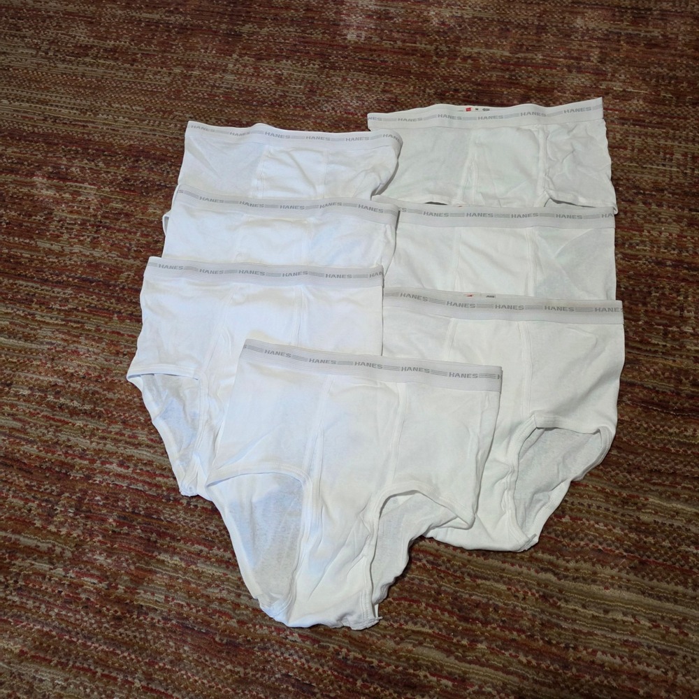 Hanes Mens 7 Pack White Briefs Underwear Size 36 Cotton Full Cut Vintage 90s